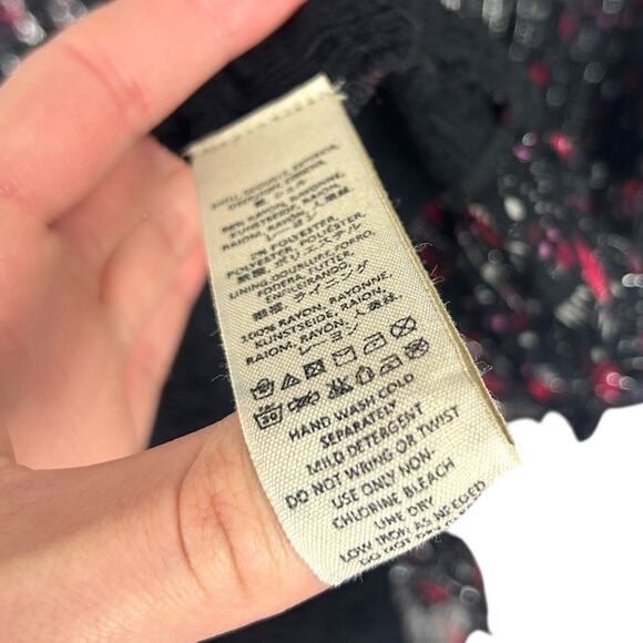 Free People Smocked Black V Neck Shimmer Cap Sleeve Y2K Mini Dress S - Picture 8 of 8